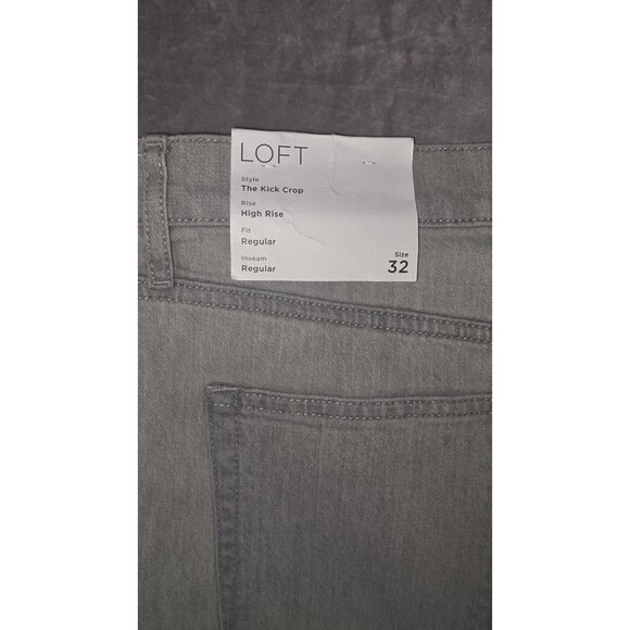 LOFT The Kick Crop High Rise Regular Fit Grey Wash Denim Jeans Size 32. HL12 - Picture 3 of 8